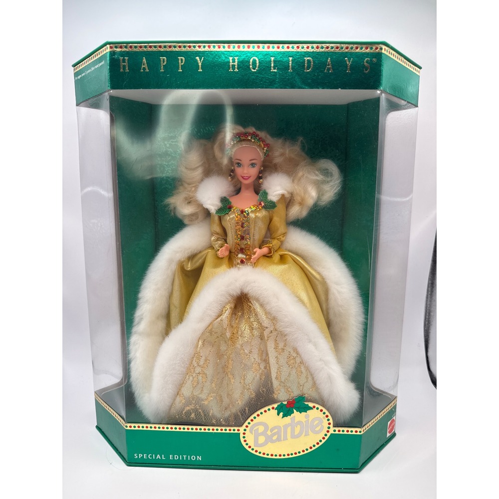Mattel 1994 Happy Holidays Barbie Special Edition Gold Gown Doll 12155 NIB